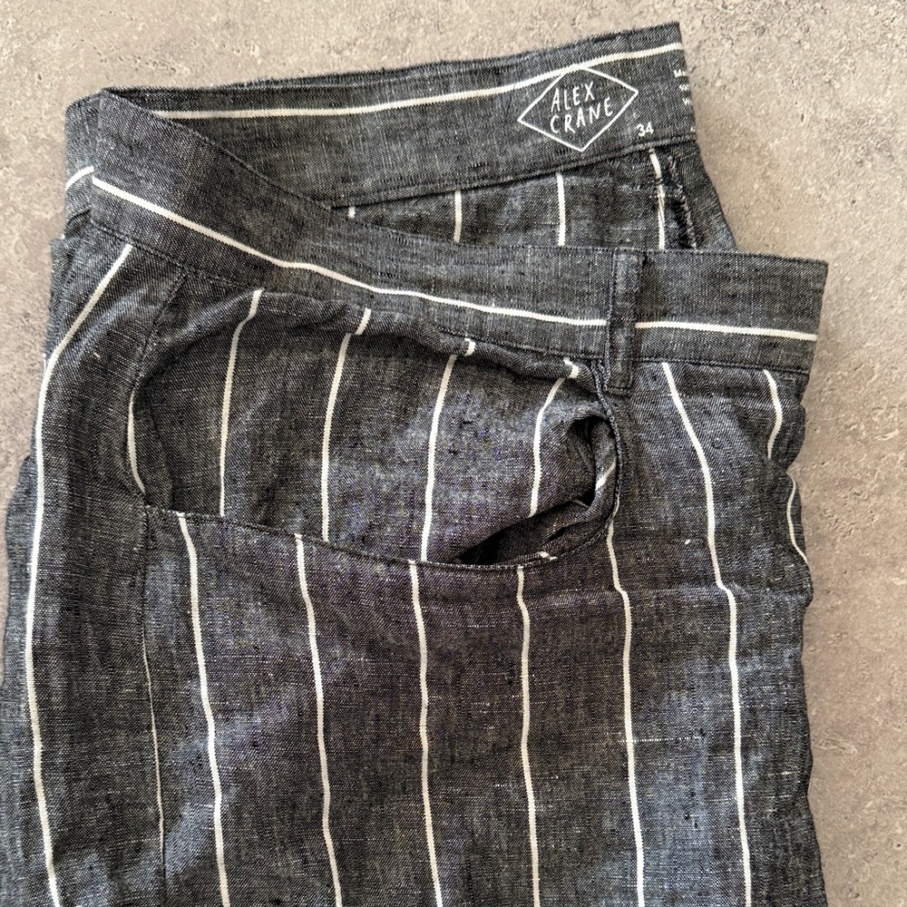 Alex Crane Striped Linen Pants